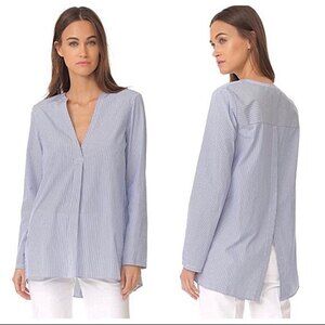 Theory Ofeliah Tunic Top Cotton Pullover Blouse Top Striped Blue White S